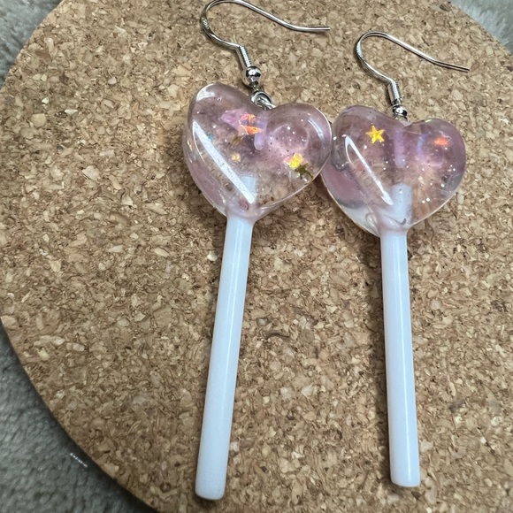 Pink Lollipop Valentine’s Day Dangle Earrings💗 - Picture 2 of 3